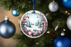 Winter Candies Watercolor Round Ornament Sublimation PNG Product Image 4