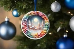 Detailed Christmas Candy Round Ornament Sublimation PNG Product Image 1