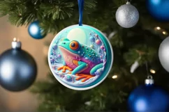 Christmas Frog Round Ornament Sublimation PNG Product Image 4