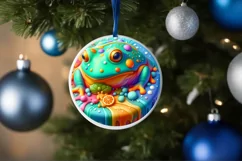 Christmas Frog Round Ornament Sublimation PNG Product Image 4