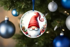 Winter Gnome Round Ornament Sublimation PNG Product Image 4