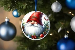 Winter Gnome Round Ornament Sublimation PNG Product Image 4