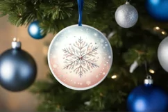 Winter Snowflake Round Ornament Sublimation PNG Product Image 1