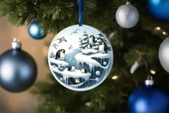 3D Winter Scene with Penguins Sublimation PNG Product Image 4
