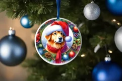 Dog Round Ornament Sublimation PNG Product Image 1