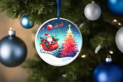 Santa's Sleigh Round Ornament Sublimation PNG Product Image 4