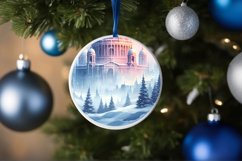 Winter Scene Tour Eifel Round Ornament Sublimation PNG Product Image 4