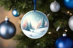 Winter Scene Tour Eiffel Round Christmas Ornament Product Image 4