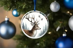 Reindeer Round Ornament Sublimation PNG Product Image 4