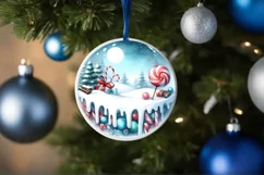 Winter Scene with Candies Round Ornament Sublimation PNG Product Image 4