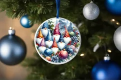 Winter Gnomes Round Ornament Sublimation PNG Product Image 4