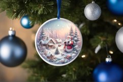 Winter Scene with Santa Round Ornament Sublimation PNG Product Image 4
