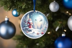 Winter Scene with Santa Round Ornament Sublimation PNG Product Image 4