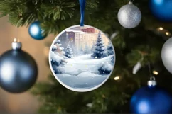 Melting Winter Scene Spain Round Ornament Sublimation PNG Product Image 4