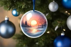 Melting Winter Scene Spain Round Ornament Sublimation PNG Product Image 4