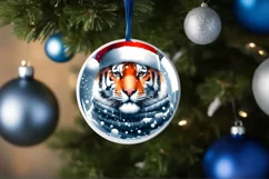 Winter Scene Tiger Portrait Sublimation PNG Product Image 1