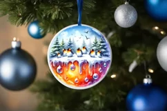 Round Christmas Ornament Sublimation|Clipart Product Image 4