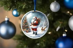 Melting Winter Scene with Santa Round Ornament Sublimation Product Image 4