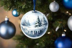 Winter Scene with Forest Round Christmas Ornament Product Image 1