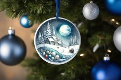 Winter Scene Eiffel Round Christmas Ornament Sublimation PNG Product Image 4