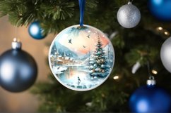 Winter Scene Eiffel Round Christmas Ornament Sublimation PNG Product Image 4