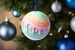 Winter Round Ornament Sublimation PNG Product Image 1