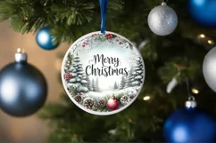 Merry Christmas Winter Scene Round Ornament Sublimation PNG Product Image 4