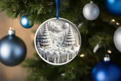 Round Christmas Ornament Sublimation|Clipart Product Image 4