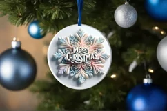 Snow Flake Christmas Round Cute Ornament Sublimation Product Image 4