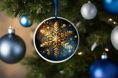 Snow Flake Christmas Round Cute Ornament Sublimation Product Image 4