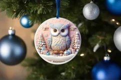 Christmas Round Cute 3D Owl Ornament Sublimation Product Image 4