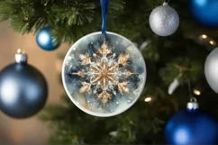 Snow Flake Christmas Round Cute Ornament Sublimation Product Image 4