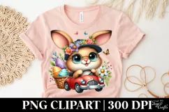 Easter Bunny Driving a Car Egg Flower, Clipart |T-shirt, Mug Product Image 5