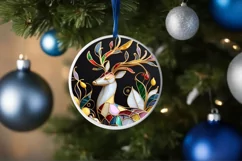 Christmas Round Cute Reindeer Ornament Sublimation PNG Product Image 4