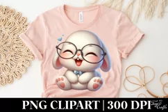 Easter Bunny With Glasses Flower, Clipart |T-shirt, Mug PNG Product Image 5