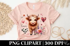 Cute Highland Cow Spring Love Flowers |T-shirt, Mug, Tumbler Product Image 5