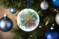 Snow Flake Christmas Round Cute Ornament Sublimation Product Image 4