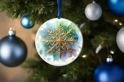 Snow Flake Christmas Round Cute Ornament Sublimation Product Image 4