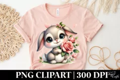 Bunny Rose Flower Heart, Clipart |T-shirt, Mug PNG Product Image 4