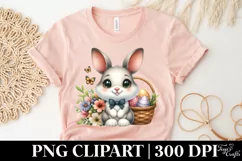 Cute Easter Bunny Egg Flower, Clipart |T-shirt, Mug PNG Product Image 5