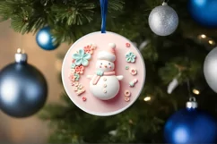 Christmas Round Cute Snowman Ornament Sublimation Product Image 4