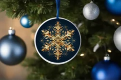 Snow Flake Christmas Round Cute Ornament Sublimation Product Image 4