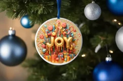 Joy and Gifts Christmas Round Cute Ornament Sublimation Product Image 4