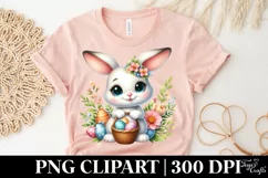 White Cute Easter Bunny Egg Flower, Clipart |T-shirt, Mug Product Image 5