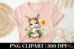 Easter Bunny Daffodil Flower, Clipart |T-shirt, Mug PNG Product Image 5