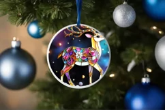 Christmas Round Cute Reindeer Ornament Sublimation Product Image 4