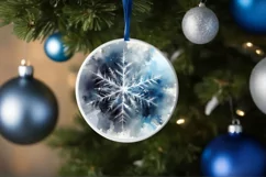 Snow Flake Christmas Round Cute Ornament Sublimation Product Image 4