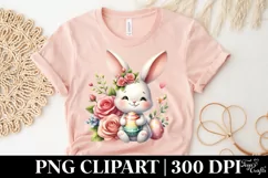 Easter Bunny Egg Flower, Clipart |T-shirt, Mug PNG Product Image 4
