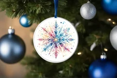 Snow Flake Christmas Round Cute Ornament Sublimation Product Image 4