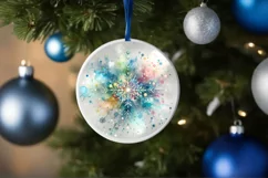 Snow Flake Christmas Round Cute Ornament Sublimation Product Image 4
